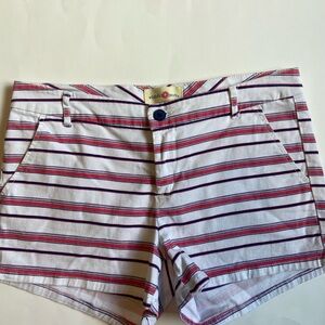 Wishful Park Women's Striped Jean Shorts - Red and Purple